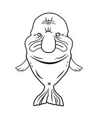 ugly fish - blobfish - line art