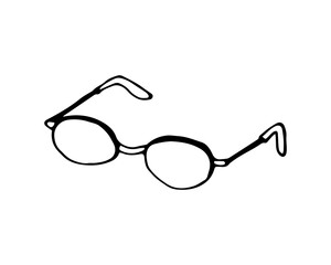 Hand-drawn glasses on white background. Contour vector illustration.