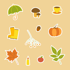 Autumn stickers set