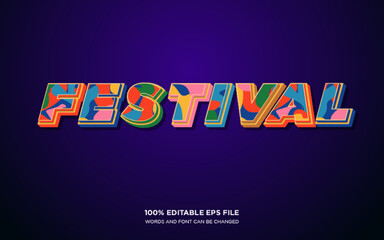 Festival 3D editable text style effect	