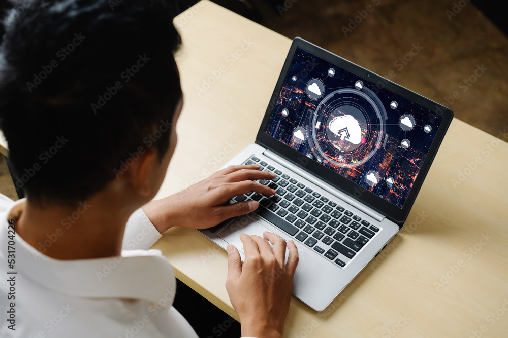 Poster cloud computing software for modish remote work and personal data storage
