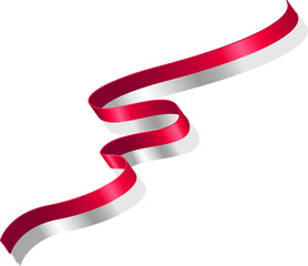 Indonesia flag red white ribbon 3d