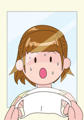 マスク焼けの人　日焼け　女の子　ベクターイラスト