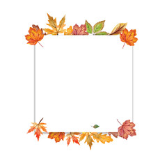 watercolor autumn leaves frame rectangle promo