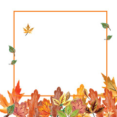 watercolor autumn frame promo sale rectangle banner 