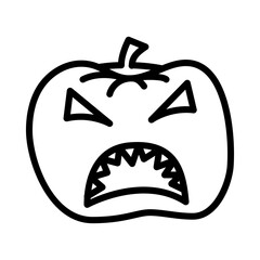 Halloween pumpkins flat line icon. Horror symbols. Outline sign for mobile concept and web design, store