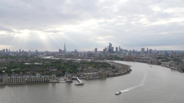 London Skyline Panorama with View of City, Shard, River Thames	
