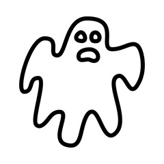 Halloween Ghost flat line icon. Horror symbols. Outline sign for mobile concept and web design, store