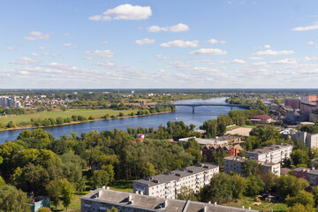 Fototapeta na wymiar View of the Volga river in Tver. Landscape with river Volga in Tver, Russia.