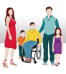 Une famille dont le fils est parapl&eacute;gique.