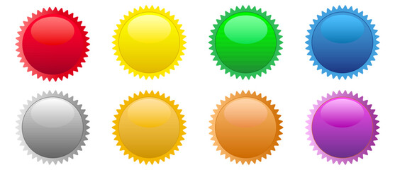 Badge Starburst Sale Stickers. Glossy 3D style. Vector illustration