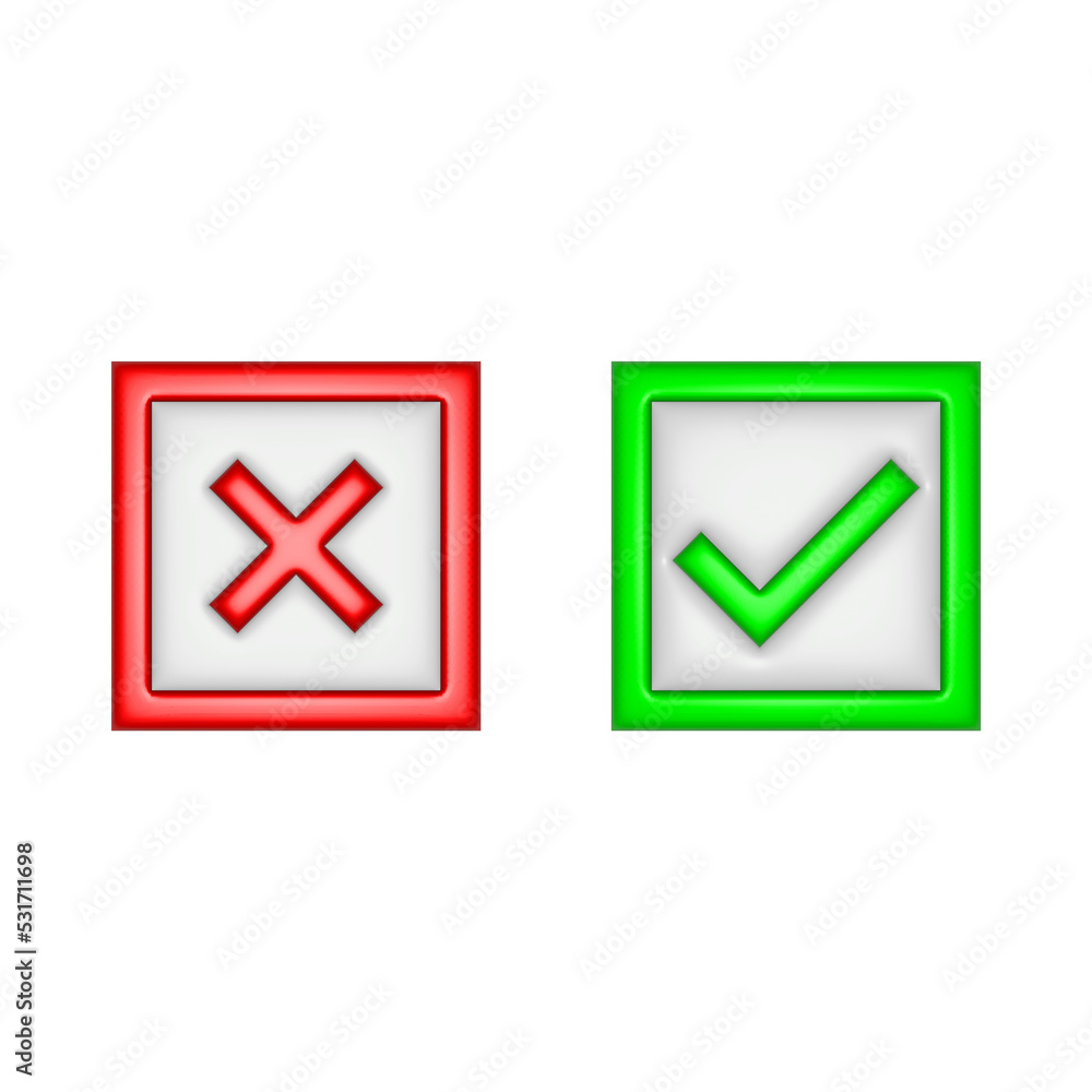 Poster 3d rendering check mark icon. illustration with shadow isolated on white.