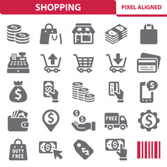 Shopping Icons. Commerce, Retail Vector Icon Set