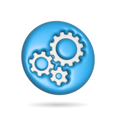 3d rendering setting gear icon. Illustration with shadow isolated on white.