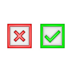 3d rendering check mark icon. Illustration with shadow isolated on white.