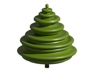 Christmas tree holiday decoration. 3D rendering abstract fir for new year celebration.