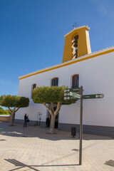 Church at pitoresque village Santa Gertrudis, famous place for a daytrip at Ibiza island, Balearic islands, Spain, Europe