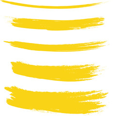 Yellow brush stroke set isolated on background. Collection of trendy brush stroke vector for yellow ink paint, grunge backdrop, dirt banner, watercolor design and dirty texture. Brush stroke vector