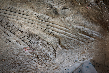 wheel track on dirt ground mud
