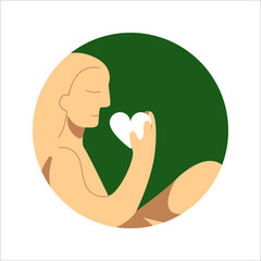 Therapy and the concept of psychology.  A philosophical metaphor depicting a healthy personality after a conversation with a doctor. Abstract modern illustration about mental health.