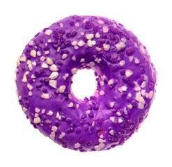lush donut covered with cream, on a white background in isolation