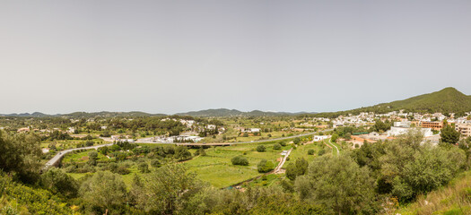 Landscape of Ibiza, Balearic islands, Spain, as seen from Puig de Missa de Santa Eulària des Riu