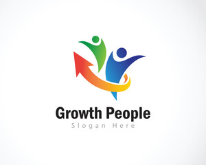 growth people logo smart education team friendship arrow design icon