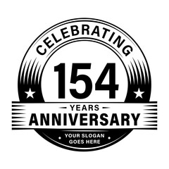154 years anniversary celebration design template. 154th logo vector illustrations. 
