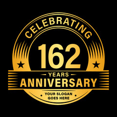 162 years anniversary celebration design template. 162nd logo vector illustrations. 