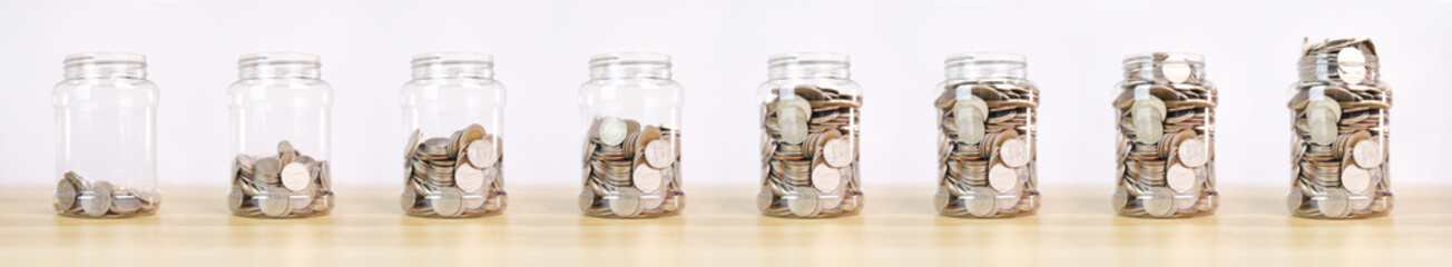 Collecting coins in a bottle is growing. Bank Account Savings and Fund Investing Ideas