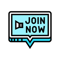 join now registration color icon vector. join now registration sign. isolated symbol illustration