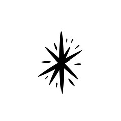 Hand drawn stars icon on white background for decoration design. Doodle vector illustration. Winter elements for Christmas and New Year