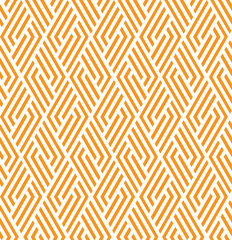 Abstract maze diamond shape pattern background. Monochrome geometrical pattern. Modern graphic design. Orange rhombus shape on white background.