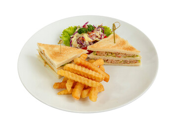 Tuna sandwich and French fries.
