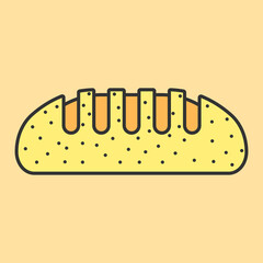 freshly baked bread icon on light yellow background