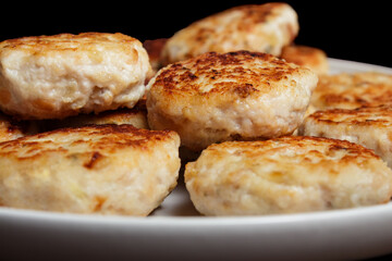 Fried juicy chicken cutlets. Homemade food. Natural healthy food.