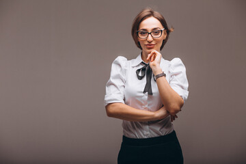 Business woman with emotions isolated