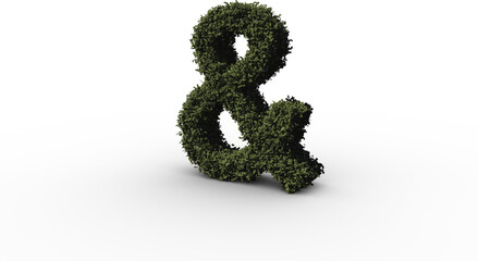 Image of ampersand and symbol made from green foliage