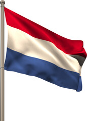Fototapeta na wymiar Vertical image of flag of netherlands waving on metal flagpole