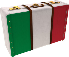 Fototapeta premium Image of the flag of italy on a suitcase