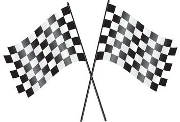 Image of two crossed motor racing black and white checkered finish flags