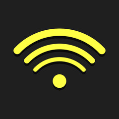 wifi icon in yellow color with shadow on dark background