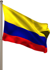 Fototapeta na wymiar Vertical image of flag of colombia waving on metal flagpole