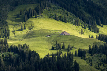 remote alpine farm hut in the Bernese Alps