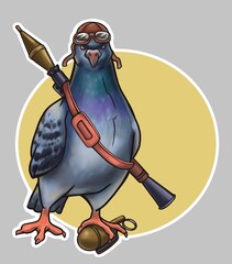 dove of peace, with weapons, in a helmet