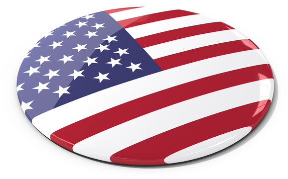 Image of the stars and stripes flag of america on a button badge