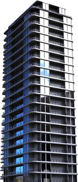 Vertical image of modern high rise tower block building