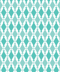 Formal diamond pattern on white background. Colorful abstract art. Blue diamond shape on white backdrop.