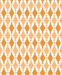 Formal diamond pattern on white background. Colorful abstract art. Orange diamond shape on white backdrop.