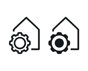 House and gear setting icon. Vector illustration
